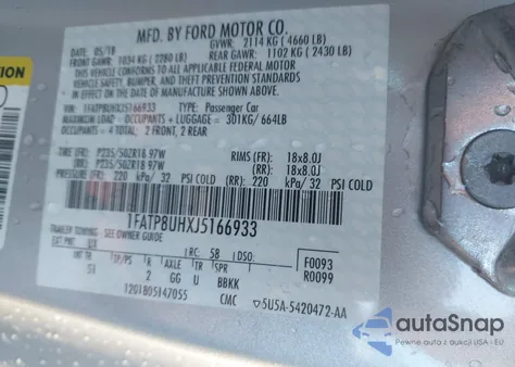 2018 Ford Mustang Ecoboost Premium из США, поврежденный, VIN 1FATP8UHXJ5166933